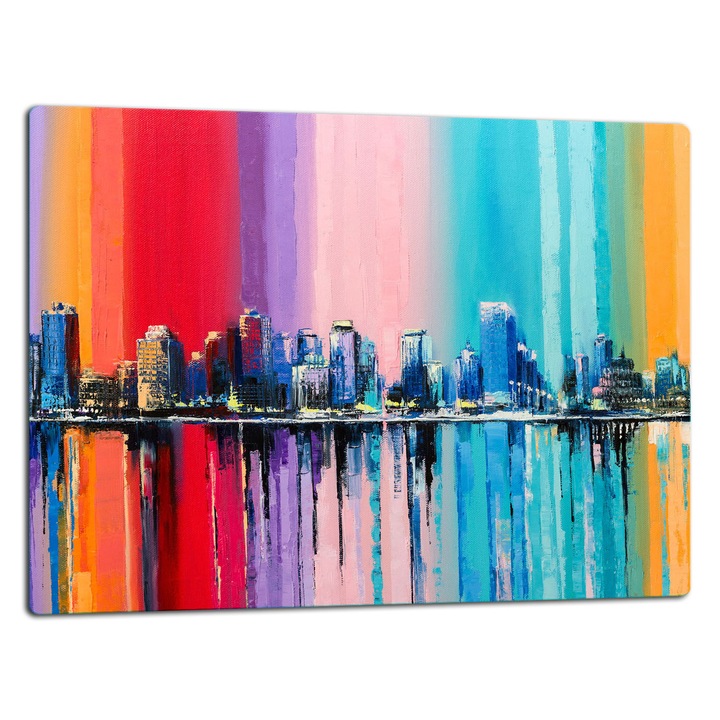 Placa de sticla protectoare 52x40 cm, design modern, pentru gatit si taiat, multicolor