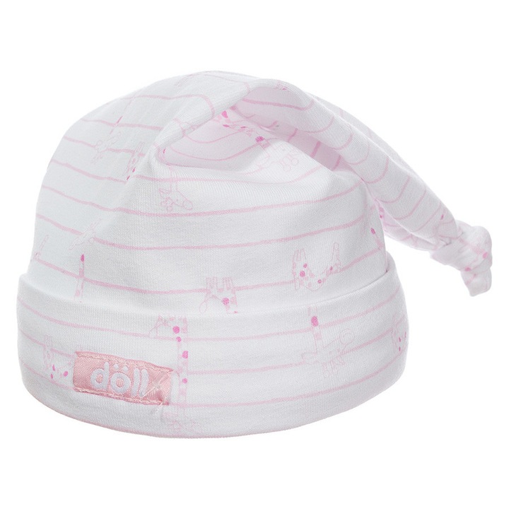 Caciula pentru bebelusi, model cu girafe, 95% bumbac, 5% elastan, multicolor