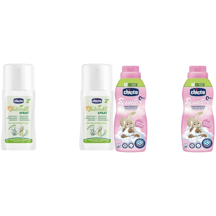 Chicco babaápolási készlet, 2 x Naturalz eukaliptusz spray 100ml, 2 x finom öblítő 750ml