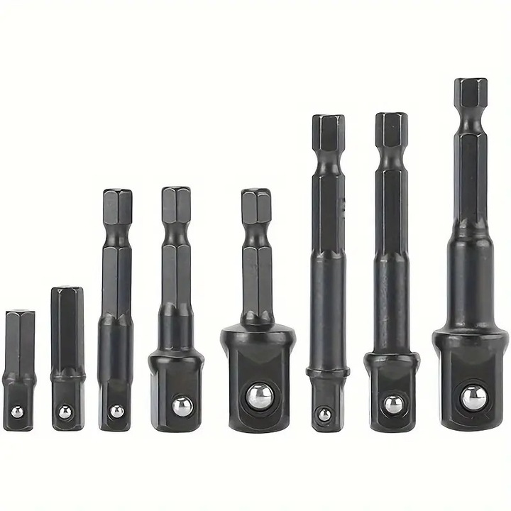 Set adaptoare pentru bormasina EBIN, prindere hexagonala, 8 piese, otel, 1/4", 3/8", 1/2"
