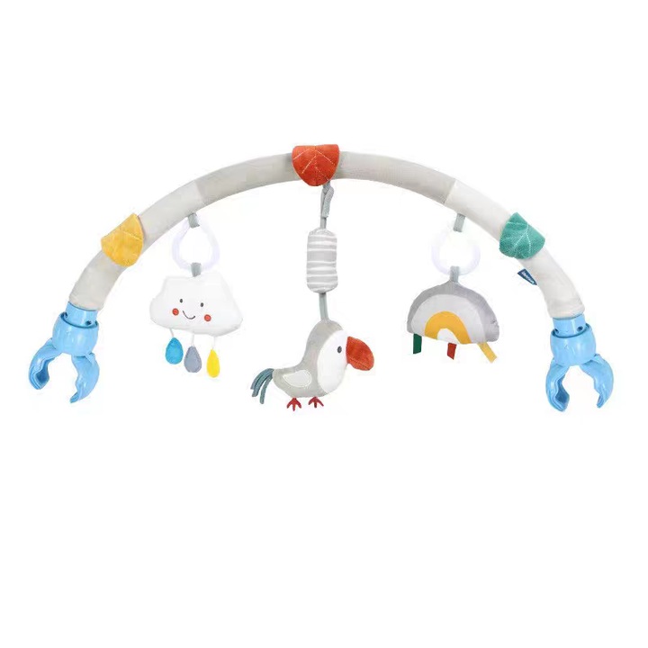 Jucarii pentru carucioare si patuturi, Arcada vesela de activitati senzoriale, din plus cu animale sunete, reglabil si pliabil, design de pasare