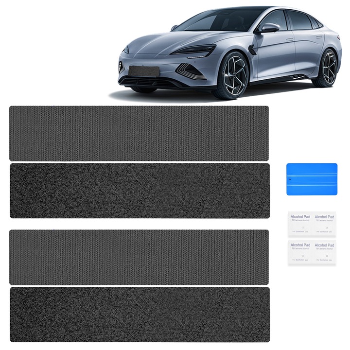 Suport numar de inmatriculare Velcro, qipuneky, 2 perechi, negru, design fara rama, rezistent la intemperii