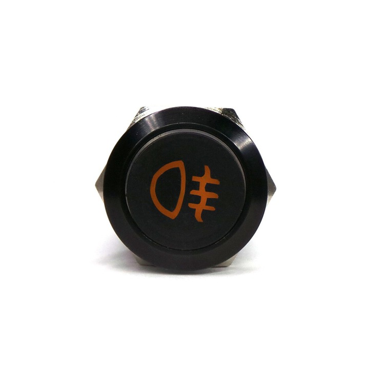 LED ködlámpa kapcsoló, 18 mm, fekete, egyszerű rögzítésű, fekete