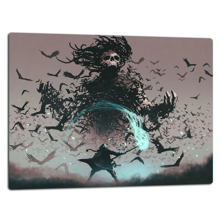 Placa de sticla protectoare 52x40cm, design modern, pentru gatit si taiat, multicolor