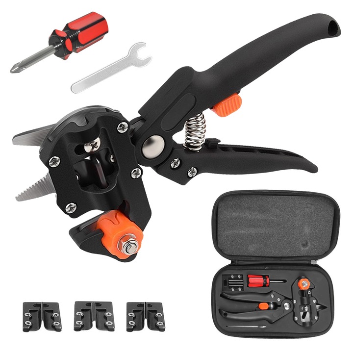 Set foarfeca de altoit 2 in 1, qipuneky, 3 lame interschimbabile, negru