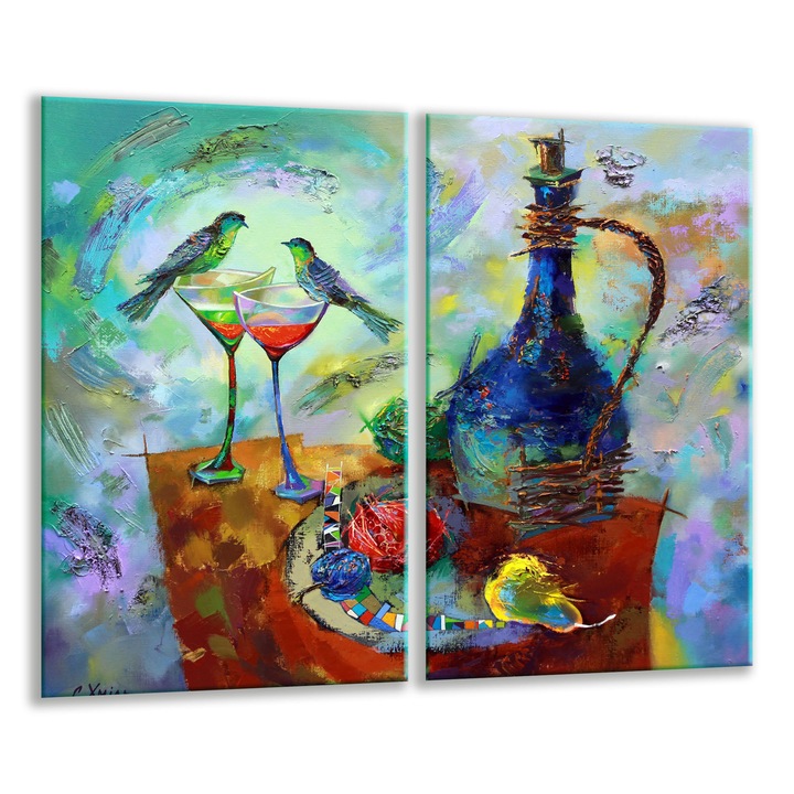 Placa de sticla pentru taiat, 2x 30x52cm, design grafic, multicolor