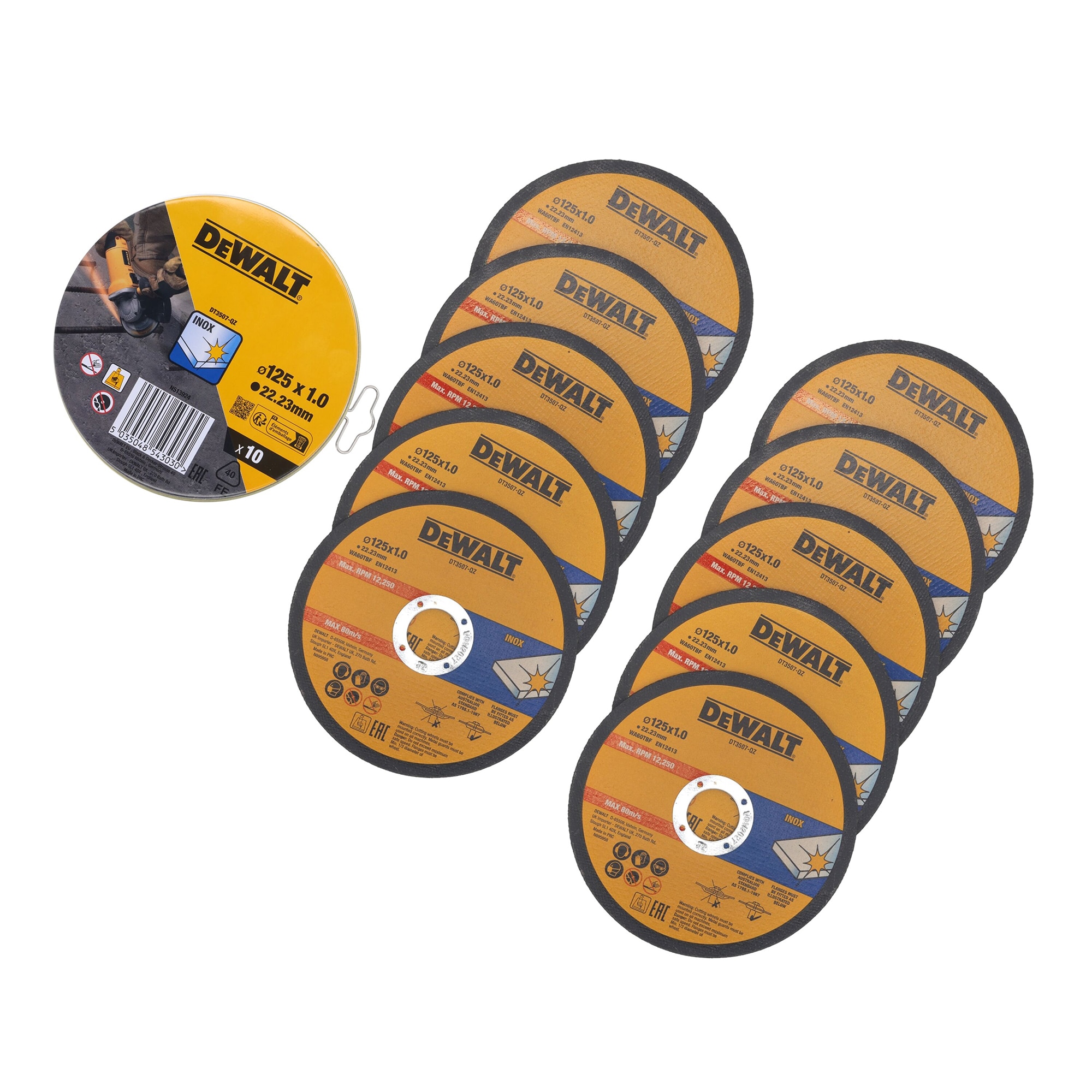 Set 10 buc. disc debitare metal pentru polizor DeWALT DT3507, 125