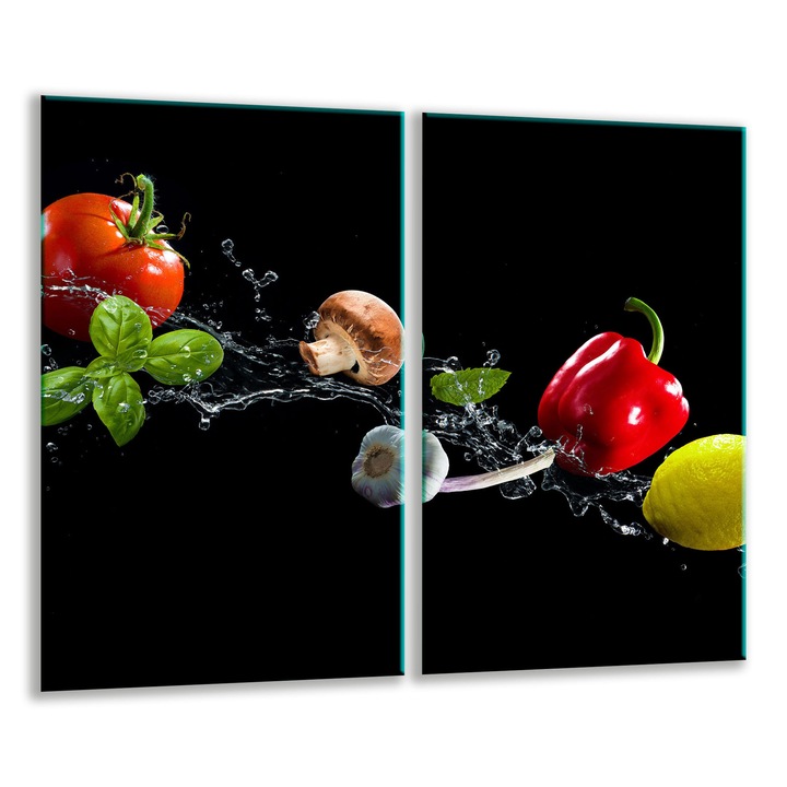 Placa de sticla pentru taiat 2x 30x52cm, motiv grafic, multicolor