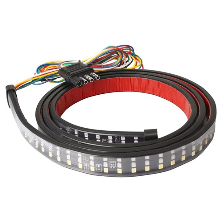 Banda LED flexibila 150cm, semnalizare, frana, pozitie, rosu-alb-portocaliu