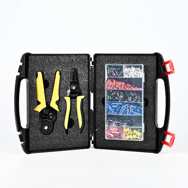 Set de 2 clesti sertizare cu 1200 pini terminali, Kolohoso, multicolor, 0.25-10 mm2