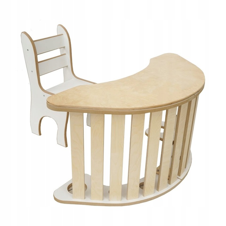 Balansoar din lemn, multifunctional, cu blat si scaun pentru copii