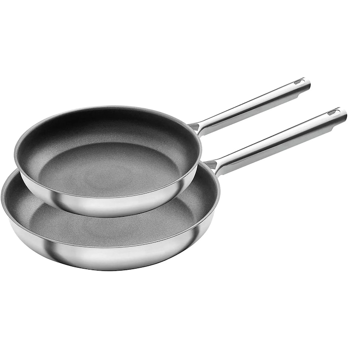 Set 2 tigai Zwilling TrueFlow, 24+28 cm, anti-aderente, inductie, inox, argintiu
