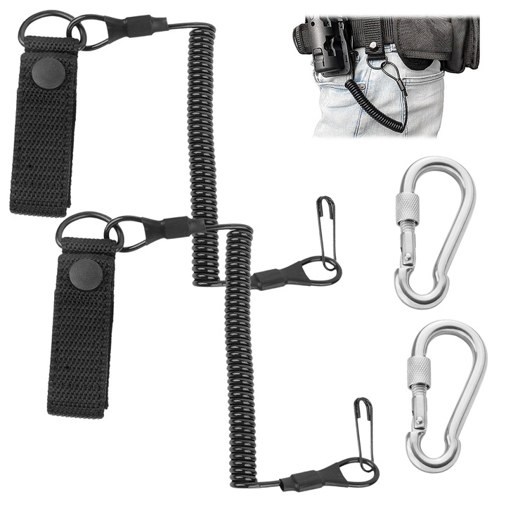 Set lanyard tactic, qipuneky, elasticitate mare, constructie durabila, negru, 120cm
