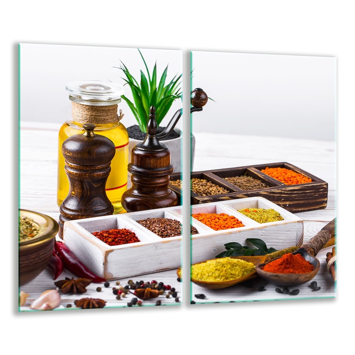 Placa de sticla pentru taiat 2x 30x52cm, design grafic, rezistenta la temperaturi, usor de curatat