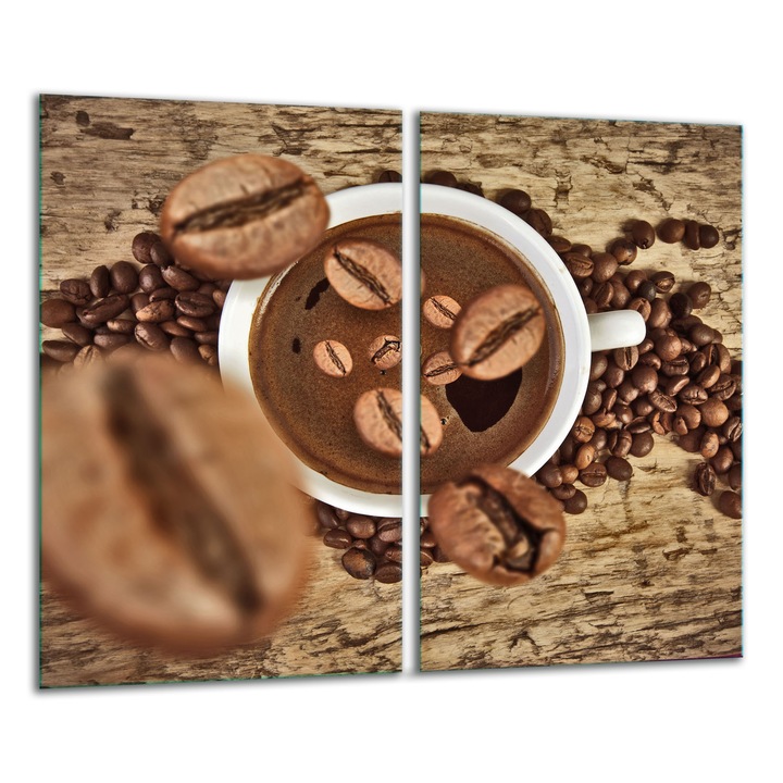 Placa de sticla protectoare 2x 30x52 cm, design grafic, pentru gatit si taiat, multicolor