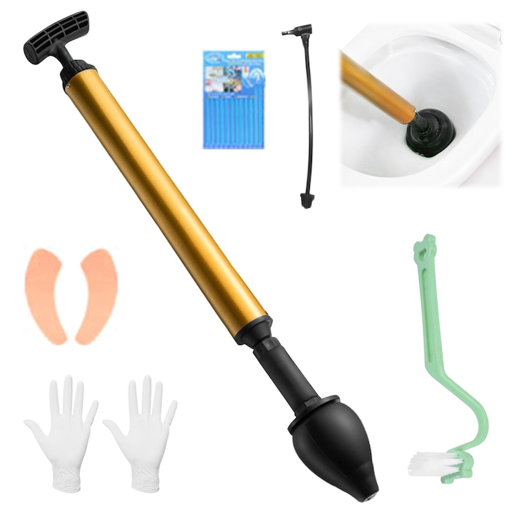 Комплект помпа за отпушване на тоалетна, qipuneky, еластична гума, въртяща се на 180°, устойчива на износване