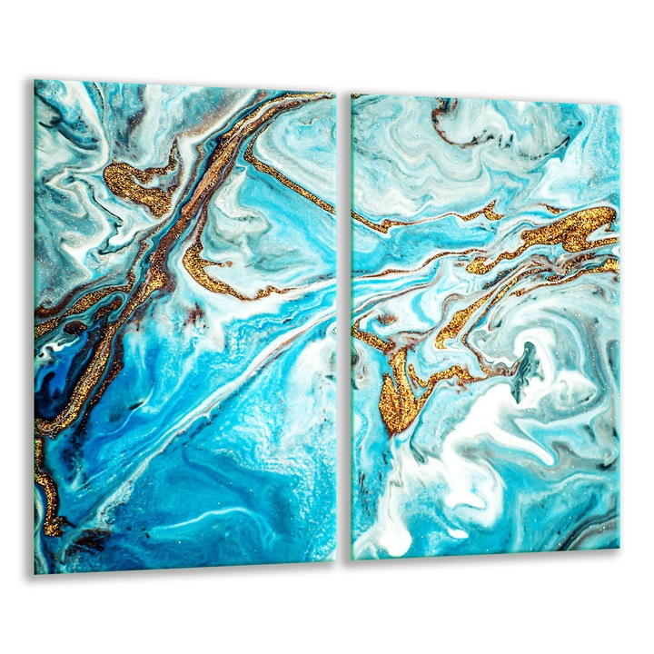 Placa de sticla pentru taiat 2x 30x52cm, design marmura, rezistenta la temperaturi ridicate, usor de curatat