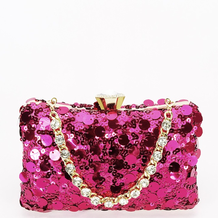 Geanta clutch fucsia cu paiete B-BYH-896 05 Fucsia