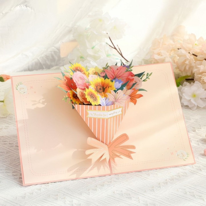 Karta Postala 3D Pop-Up Set, Flori - Letnia Fantazie, 15x20cm