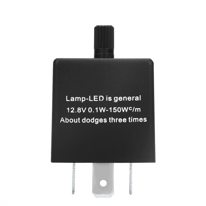 LED irányjelző relé, motoLEDy, CF13-KT, 12V, gyors villogást gátló, LED izzókhoz, 30x30x50mm, 3 tűs