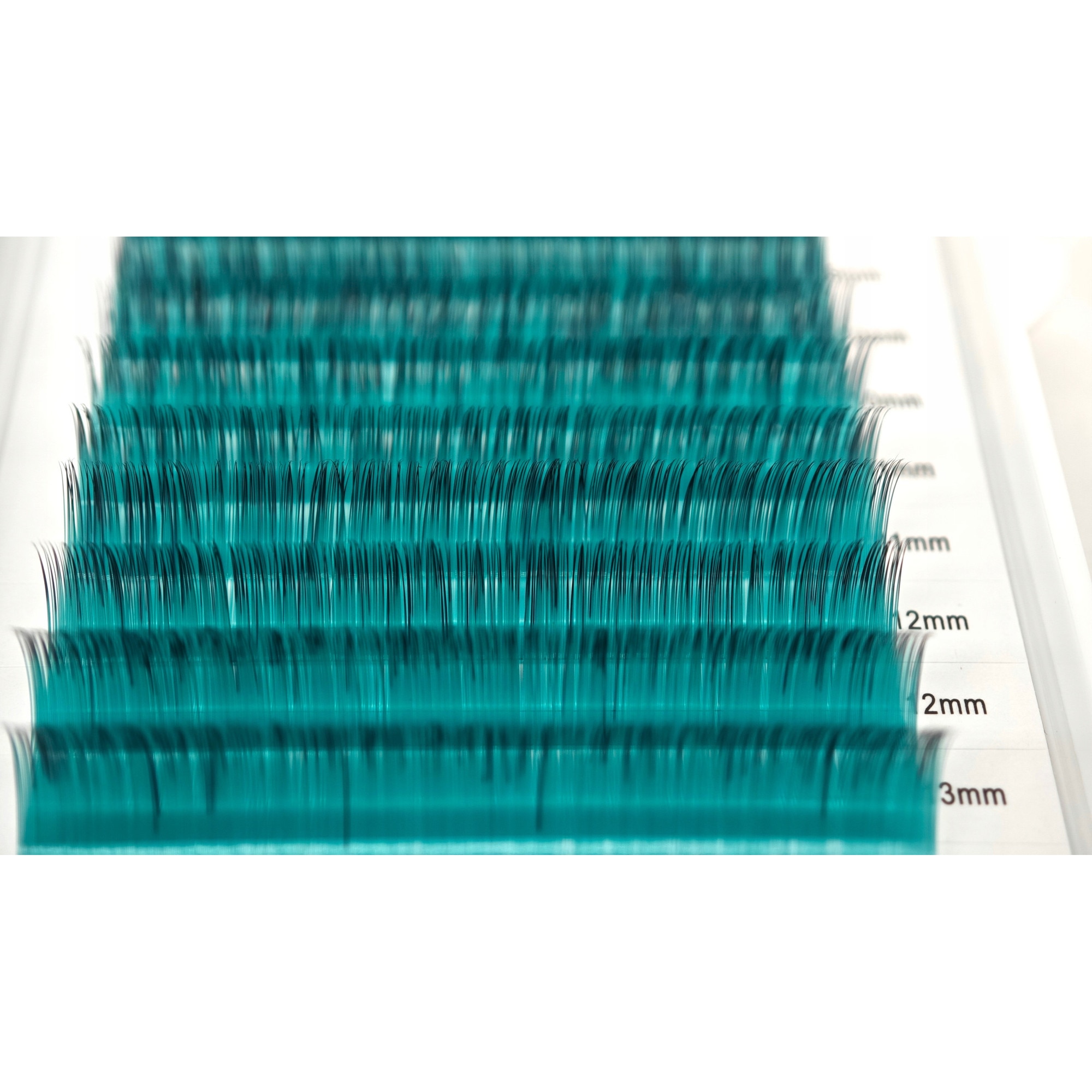 Set extensii gene colorate 8-13mm, curl D, turcoaz-negru, 12 benzi