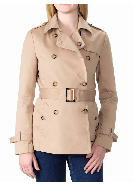 Haina eleganta scurta cu curea, bej, bumbac 100%