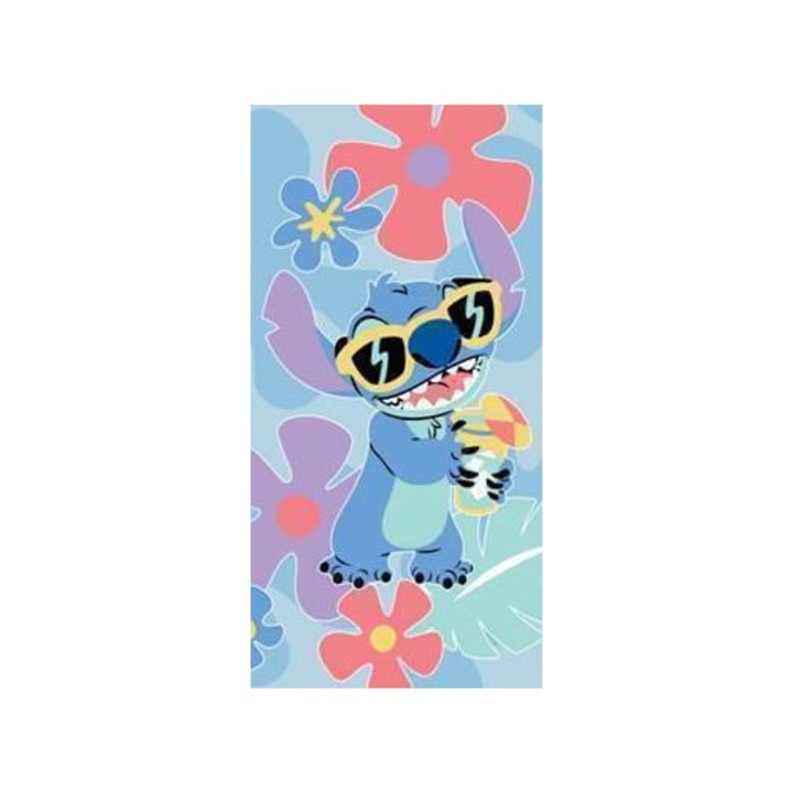 Плажна кърпа 70x140см, Stitch, 100% памук, абсорбираща, мека