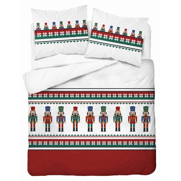 Ágyneműgarnitúra 160x200 Dziadek do Orzechow piros 100% pamut, 2 párnahuzat 70x80