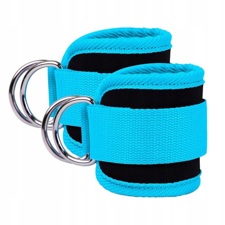 Комплект от 2 ластици за трениране на крака/седа, найлонови, с D-образно закрепване, сини