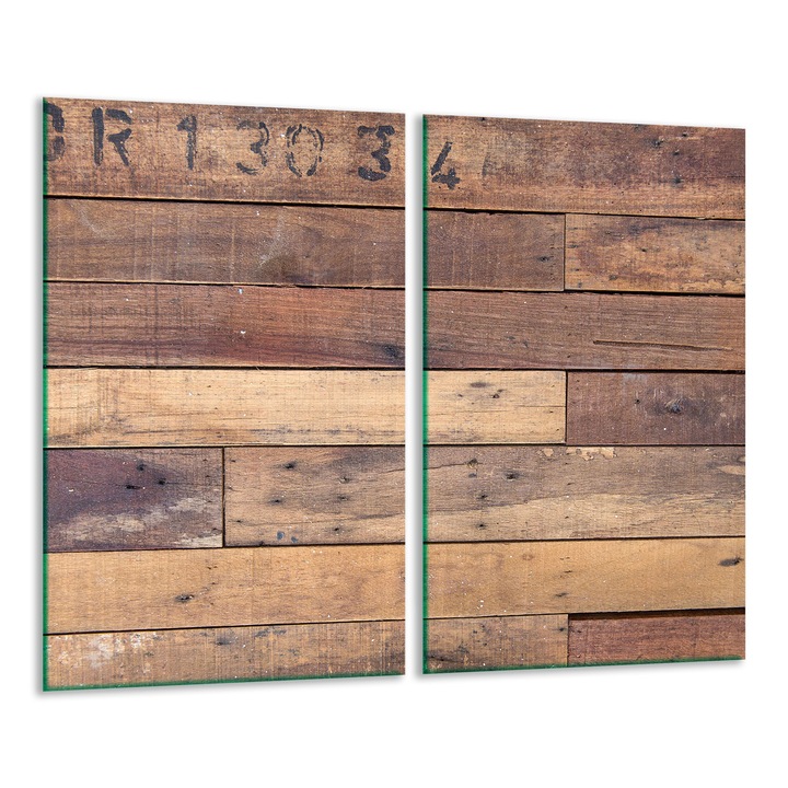 Set 2 tocatoare de bucatarie din sticla, 30x52 cm, aspect de lemn, maro