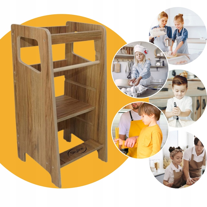 Детска стълба за баня/кухня Skyline, 3 стъпала, бежова