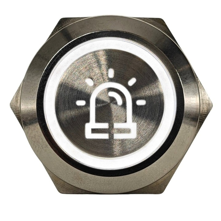 Kapcsoló LED figyelmeztető lámpákhoz, 18 mm, króm, gyorszáras