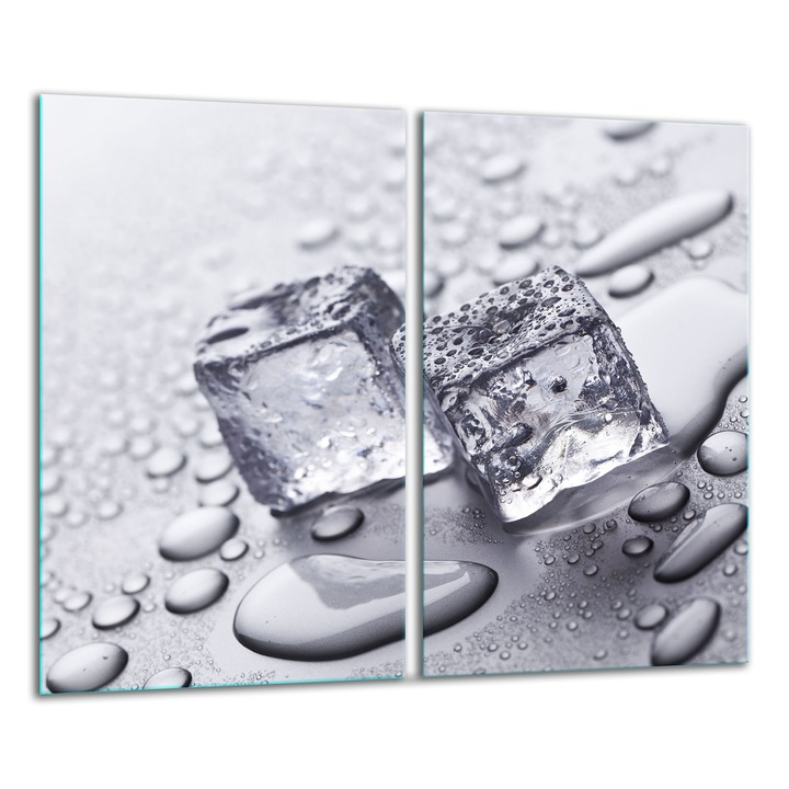 Placa de sticla protectoare 2x 30x52 cm, design grafic, pentru gatit si taiat, multicolor