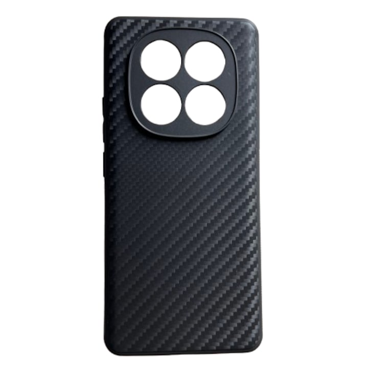 Мек калъф с карбонов дизайн, съвместим с Xiaomi Redmi Note 14 Pro 5G/ Redmi Note 14 Pro Plus, въглеродно черен