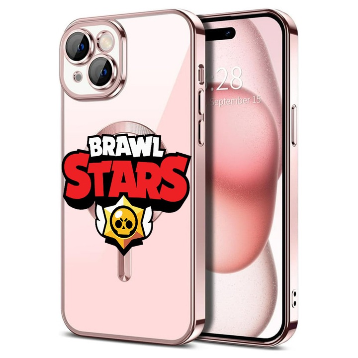 Husa BestCase® Luxury MagSafe, Compatibila Apple iPhone 13, Brawl Stars logo, Ultra-Soft, Margini metalizate, 1946063 MC Rose 1610
