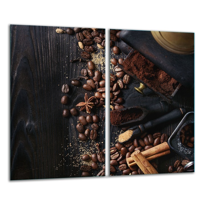 Placa de sticla protectoare 2x 30x52 cm, design grafic, pentru gatit si taiat, multicolor