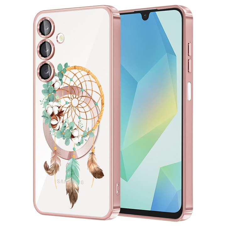 Husa BestCase® Luxury MagSafe, Compatibila Samsung Galaxy A55, DreamCatcher, Ultra-Soft, Margini metalizate, 1983984 MC Rose 950