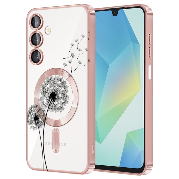 Husa BestCase® Luxury MagSafe, Compatibila Samsung Galaxy A55, Dandelion, Ultra-Soft, Margini metalizate, 1983984 MC Rose 22