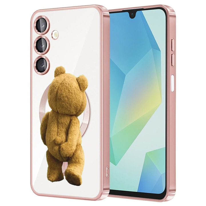 Husa BestCase® Luxury MagSafe, Compatibila Samsung Galaxy A55, Teddy Bear Hidden Shot, Ultra-Soft, Margini metalizate, 1983984 MC Rose 1441