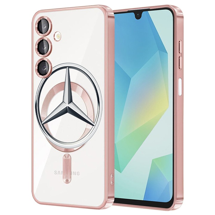 Husa BestCase® Luxury MagSafe, Compatibila Samsung Galaxy A55, Mercedes Benz, Ultra-Soft, Margini metalizate, 1983984 MC Rose 1731