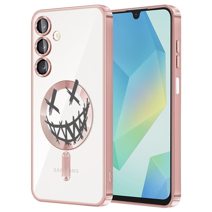Husa BestCase® Luxury MagSafe, Compatibila Samsung Galaxy A55, Smile please, Ultra-Soft, Margini metalizate, 1983984 MC Rose 1471