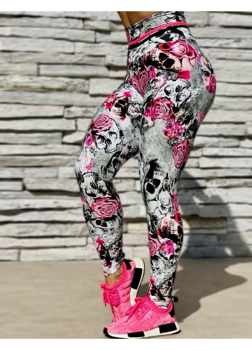 Colanti sport, yoga, jogging, femei, gri, gothic style, L