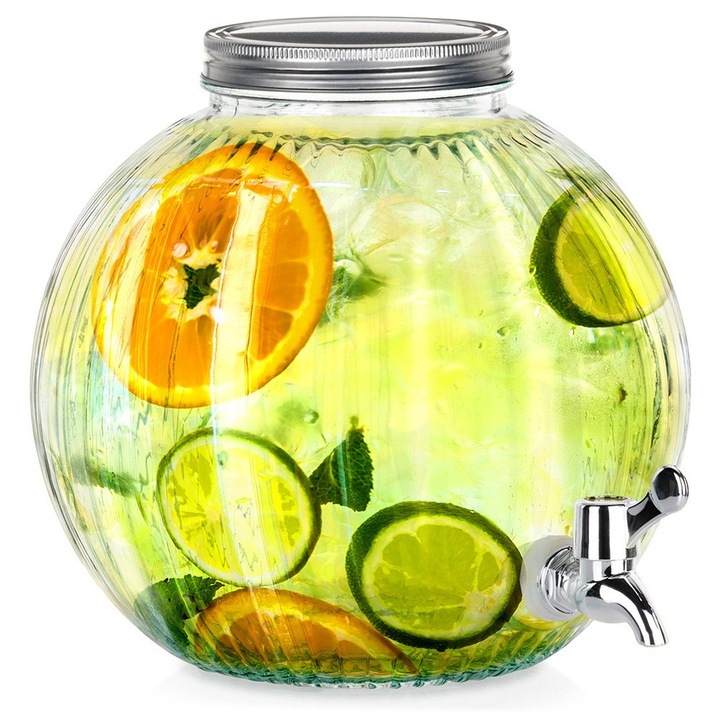 Üveg kancsó csappal, Artemis, 5,5L, átlátszó, 28x23x23cm