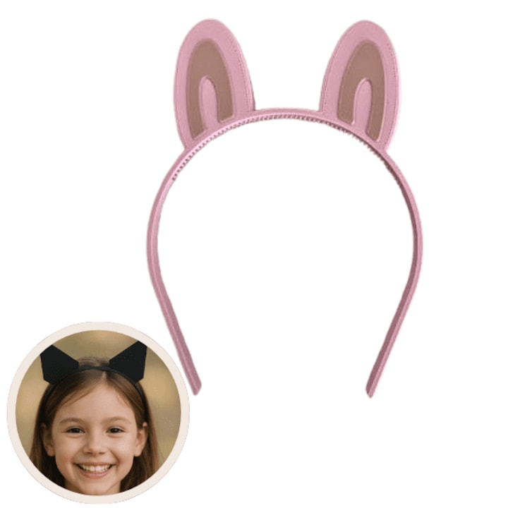 Accesoriu cu urechi tip coronita Labubu, multicolor, plastic, printat 3D, 190x140x12 mm