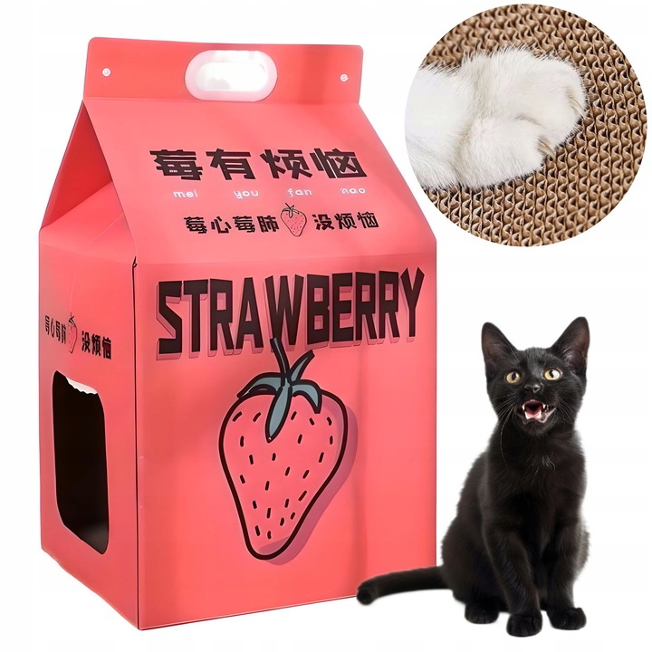 Macska kaparófa, eperlé mintás, rózsaszín