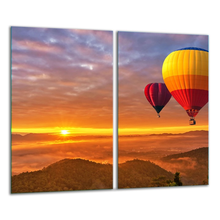 Placa de sticla pentru taiat 2x 30x52 cm, design peisaj, rezistenta la temperaturi ridicate, usor de curatat