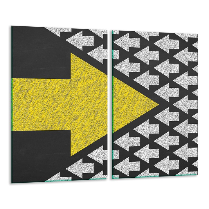 Edzett üveglap, 2 darabos szett, 30x52cm, grafikus dizájn, magas hőmérsékletnek ellenálló, könnyen tisztítható