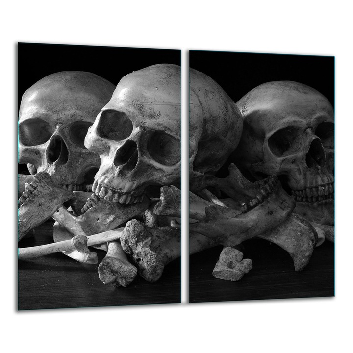 Edzett üveglap, 2 darabos szett, 30x52cm, Halloween grafikával, magas hőmérsékletnek ellenálló, könnyen tisztítható