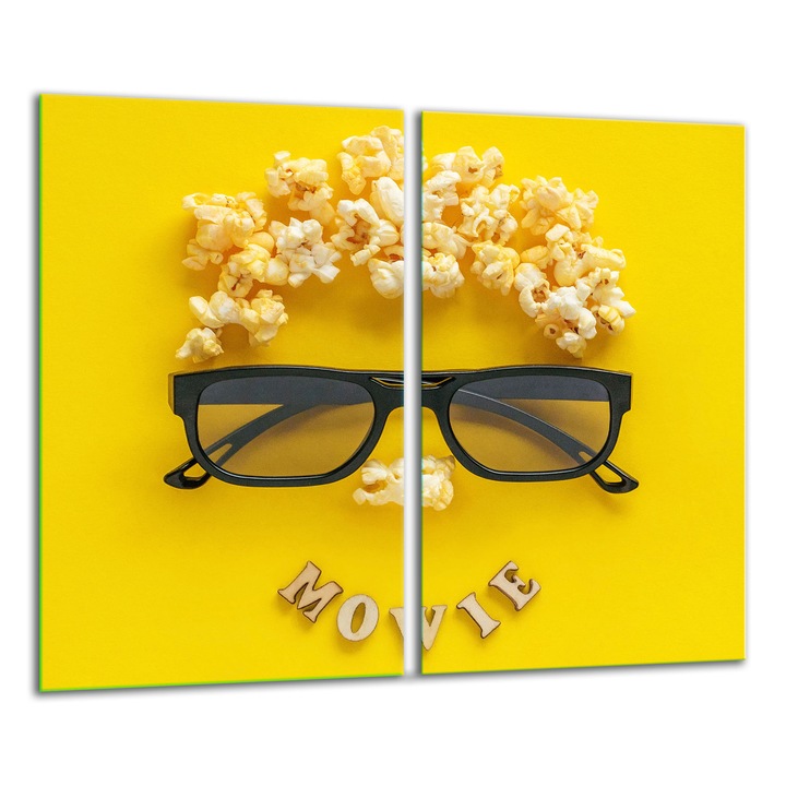 Edzett üvegtányér, 2 darabos szett, 30x52cm, virágmintás grafika, hőálló, könnyen tisztítható