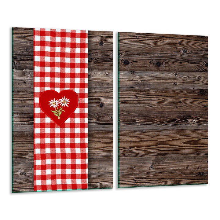 Placa de sticla protectoare 2x 30x52 cm, design grafic, pentru gatit si taiat, multicolor